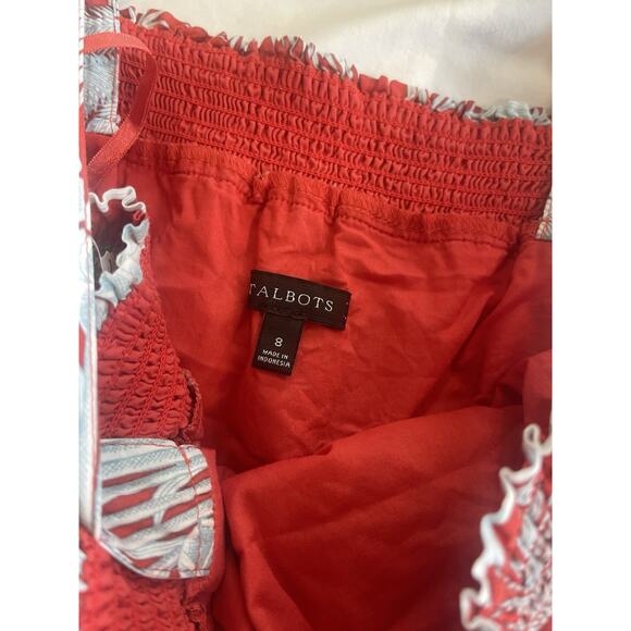 Talbots Breezy Oasis Palm Voile Fit & Flare Lightweight Cotton Dress 8 - Picture 5 of 6